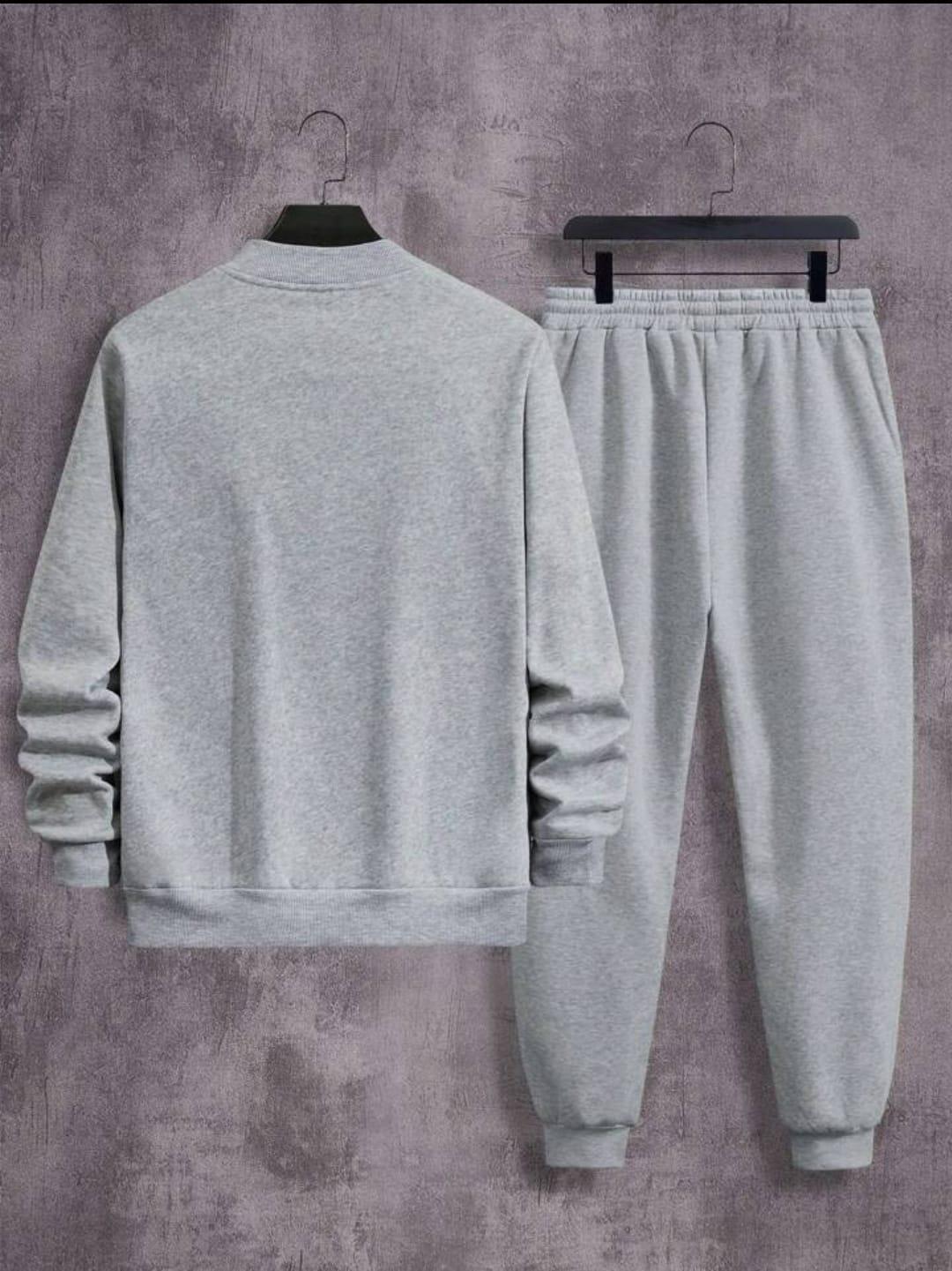 2 PC's Men's Fleece Plain Zipper Tracksuit