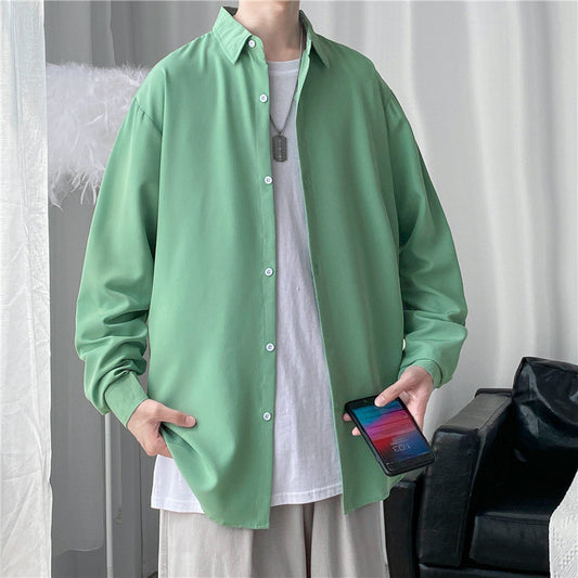 Solid Colour Long Shirt loose Hanging texture Shirt