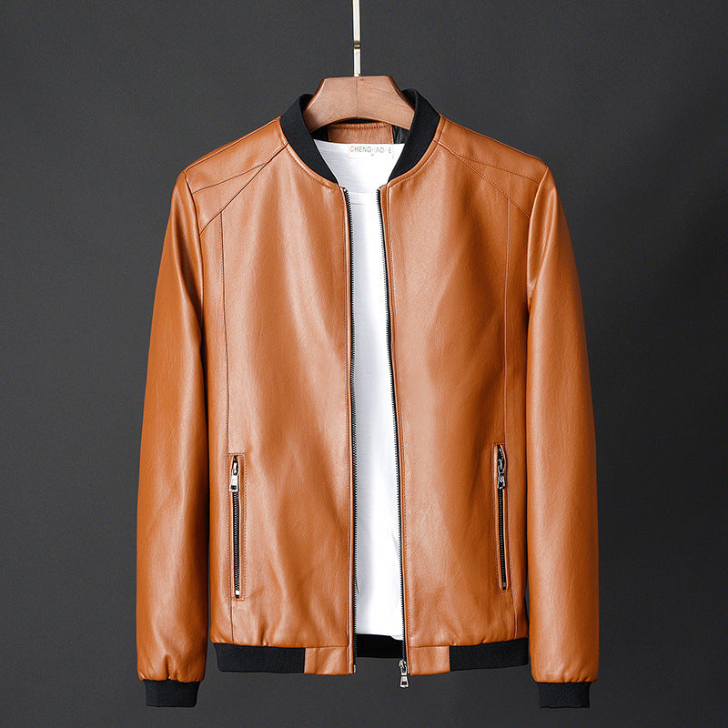 New Leather Mens Causal Motorcycle Jacket