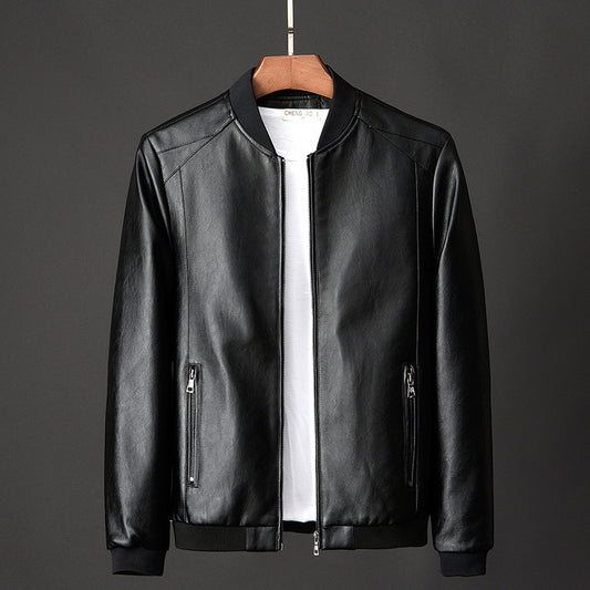 New Leather Mens Causal Motorcycle Jacket