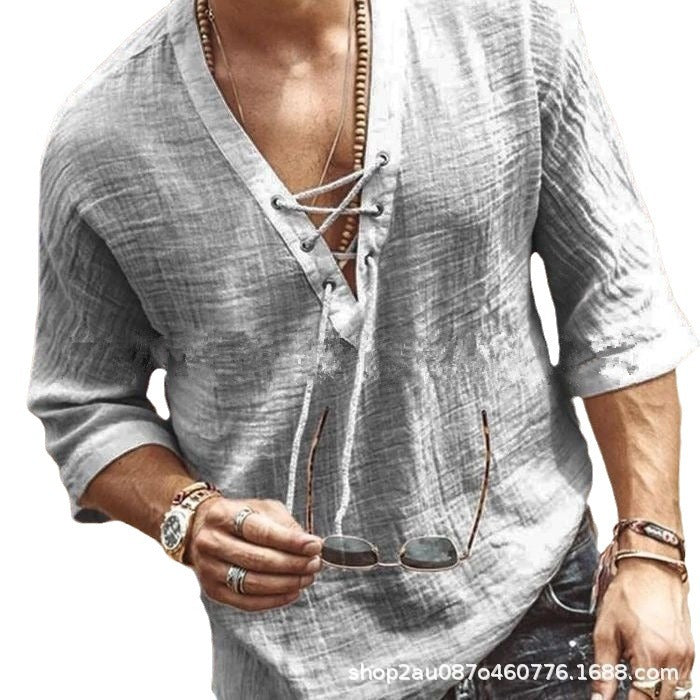 Mens Chest Lace Porns Sleeve T-shirt