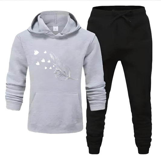 2 Pcs Fleece Hoodie Tracksuit (Printed)