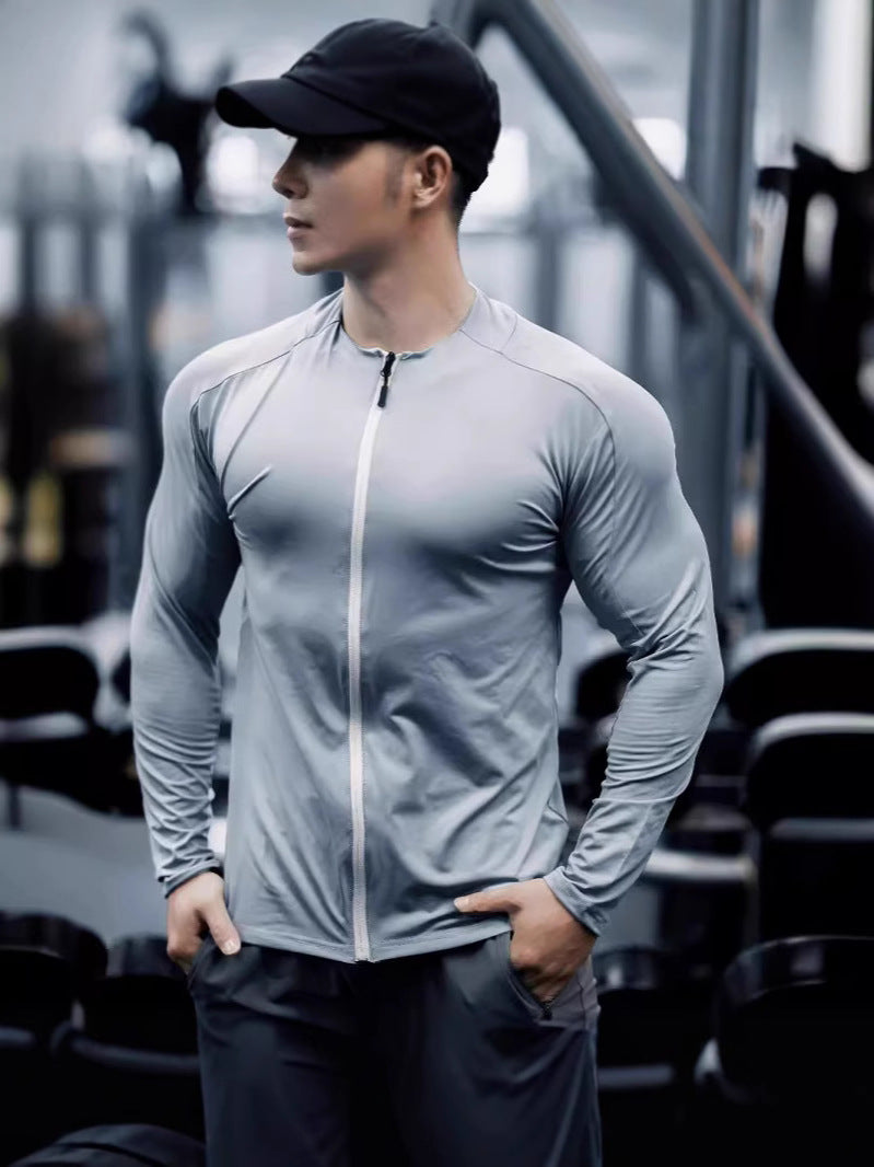 Mens Gym T-Shirt Slim Fit Zipper (Elastic)