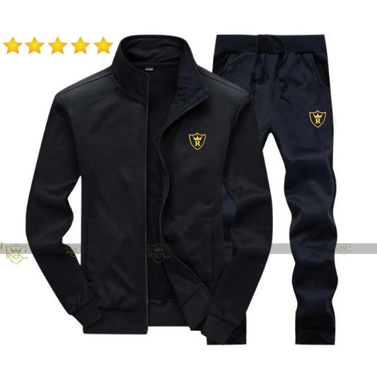 2 pcs Mens Fleece Tracksuit (Plain Collar Design)